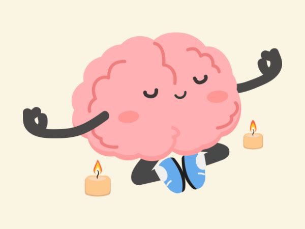 脳みそが瞑想しているかわいいイラスト