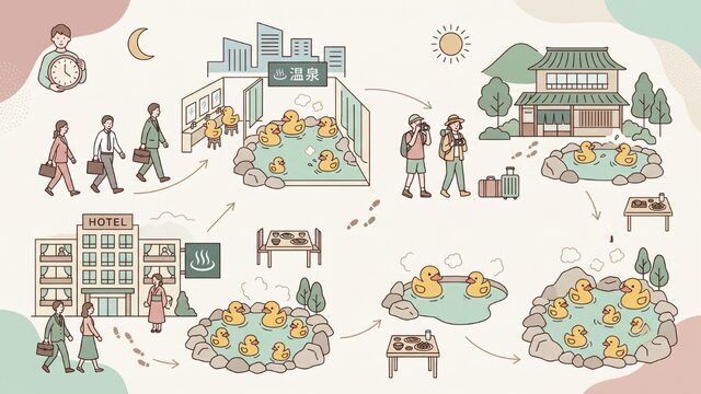 温泉がすいてる時間の基本傾向