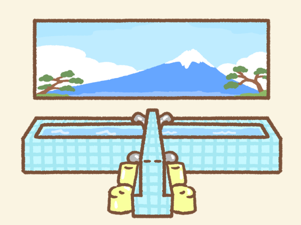 公衆銭湯の内部のイラスト